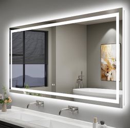 LED Bathroom Mirror 72"x32" Inch Lighted Bathroom Vanity Mirror with Lights, Large, Brighter Frontlit and Backlit Light up Anti Fog Mirror, Tempered G