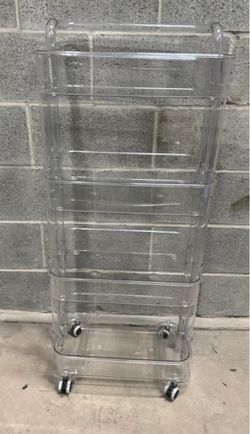 Clear Plastic Rolling Storage Cart 4-Tier