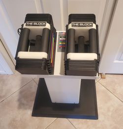 The Block PowerBlock Adjustable Dumbbells Set with Stand MINT CONDITION