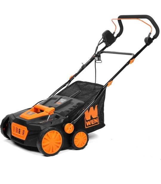 WEN 15-Inch 13-Amp 2-in-1 Electric Dethatcher and Scarifier with 12-Gallon Collection Bag (DT1315)