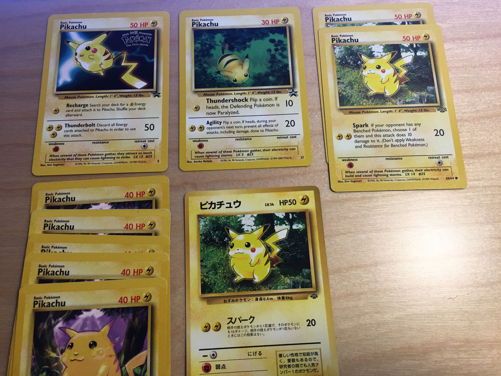 Classic Non-Holo Pikachu Pokemon Card Lot