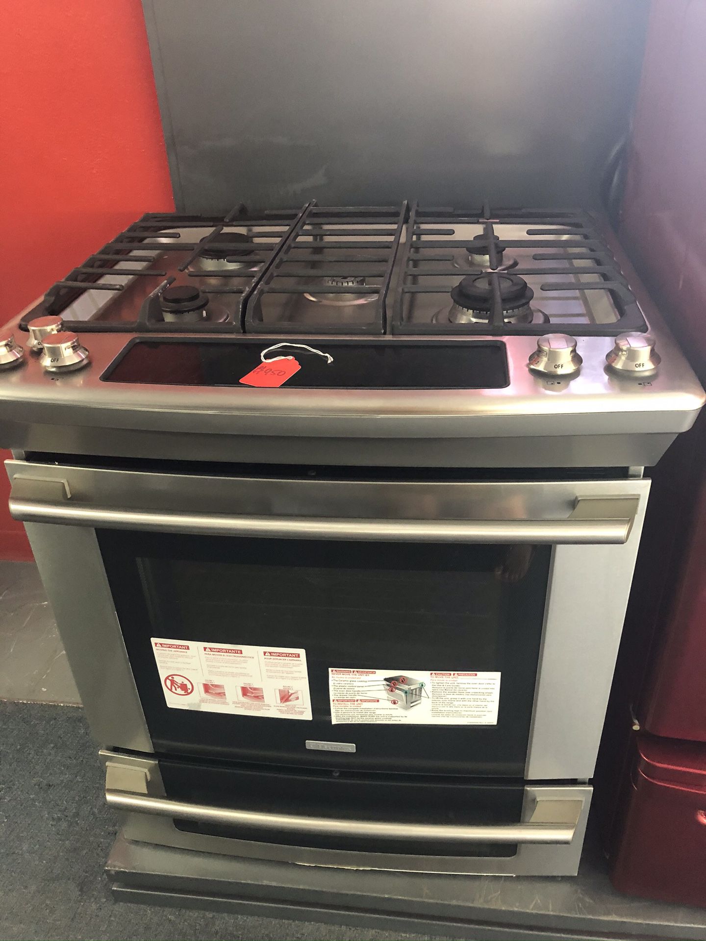 New scratch and dent Electrolux 5 burner gas stainless steel range. 1 year warranty