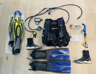Scuba Set Fins Boots Regulator BCD Dive Computer Mask Snorkel Cressi Atomic Z1 Parkway