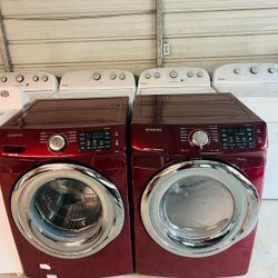 Washer And Dryer Set (Samsung Front Load) Cherry Red