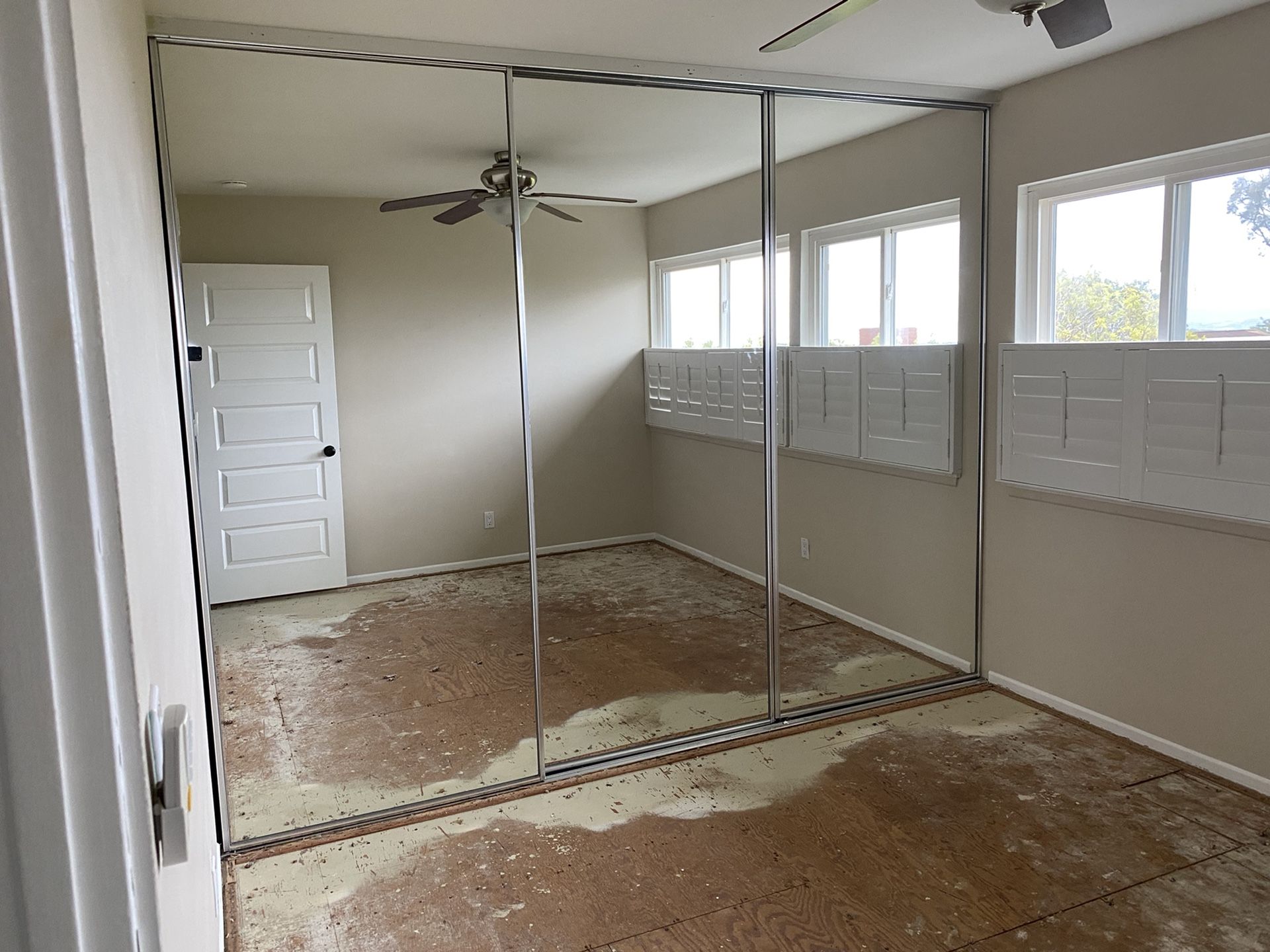 Triple Stanley Closet Mirrored Doors