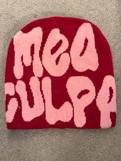Mea Culpa Beanie Hat Red Pink