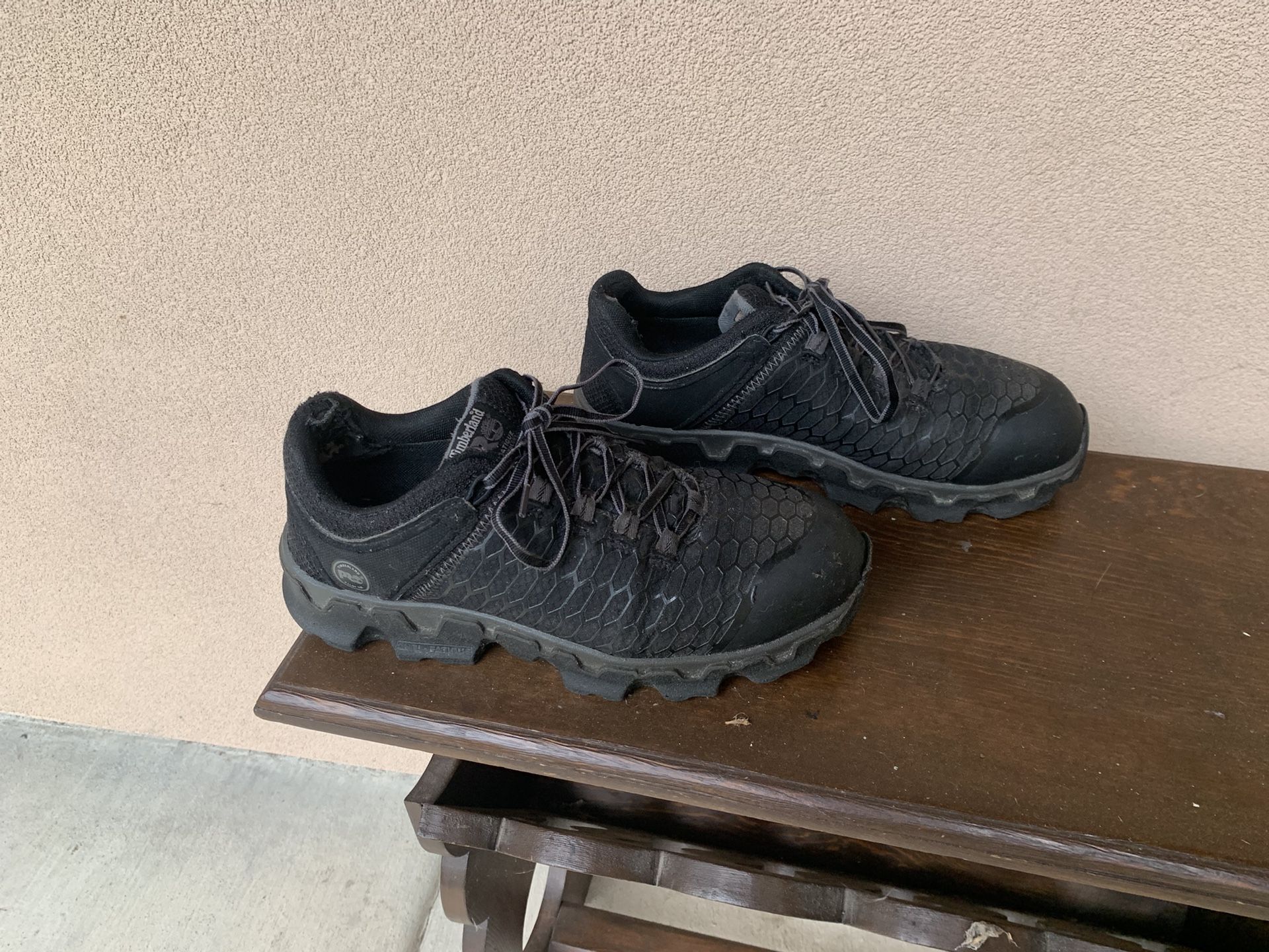 Timberland Pro work boots with steel toes. Size: 9W. Good condition.