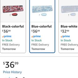 Ubotie Blue Colorful Wireless Keyboard And Mouse