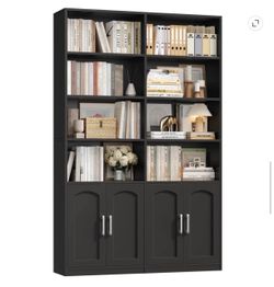 Black Bookcase with Cabinet Doors