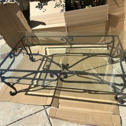 Wrought Iron And Glass Coffee Table 