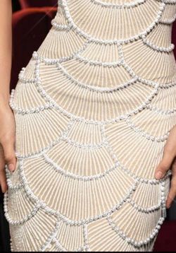 Elegant white/Nude Pearl Dress