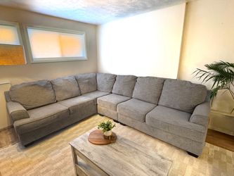 Large Gray Fabric Sectional Sofa