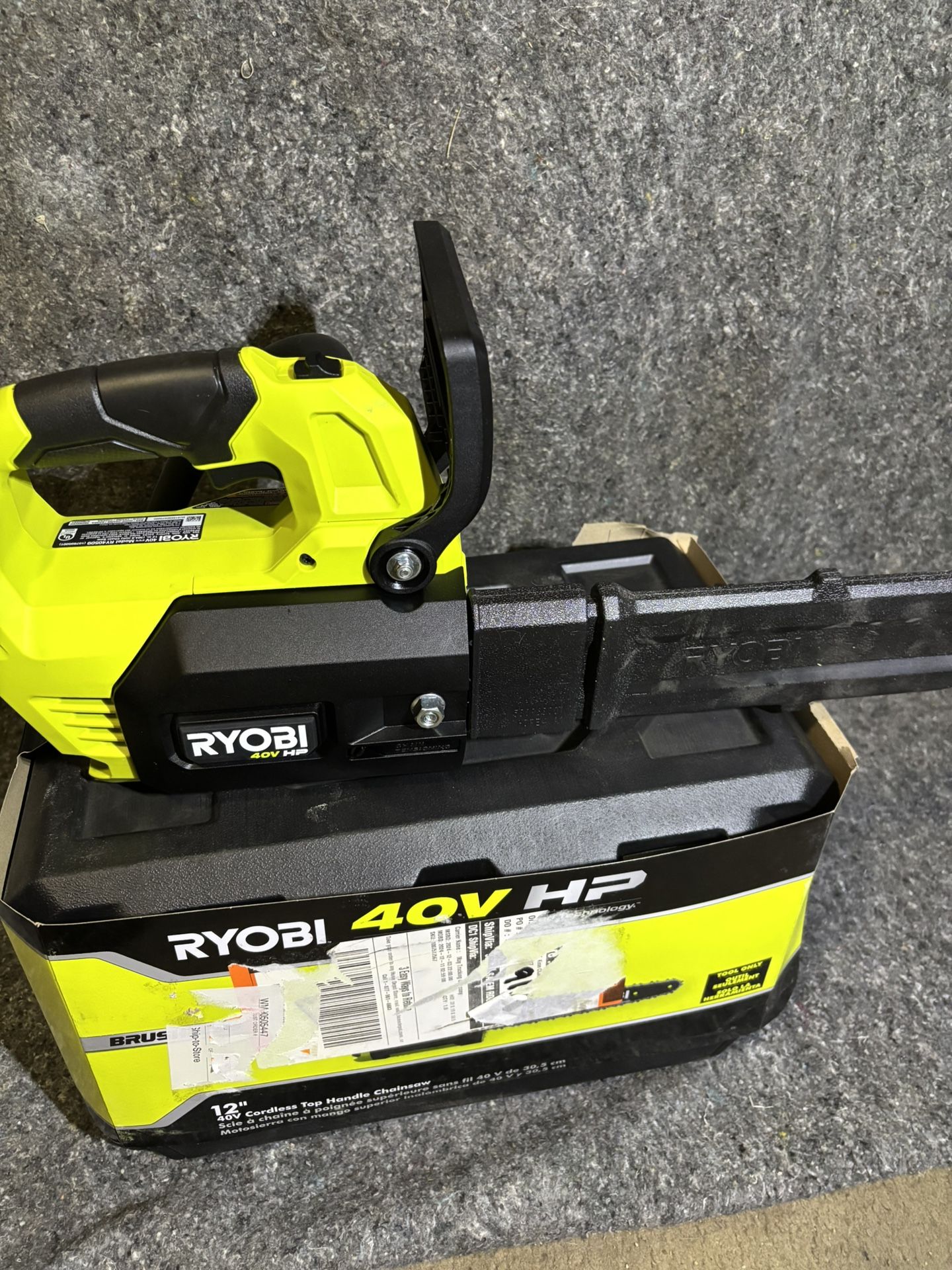 RYOBI 40V HP Brushless 12 in. Top Handle Battery Chainsaw (Tool Only)