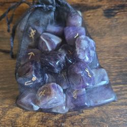 Amethyst with runes on them