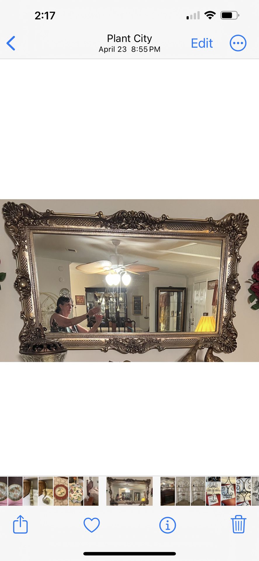 Mirror Vintage Gold 59”x34.5” Wall Hanging 