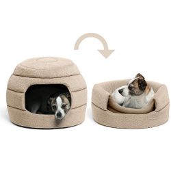 Best Friends by Sheri Convertible Honeycomb Cave Bed, Cozy Covered Dog & Cat

