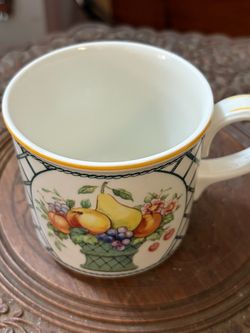 Villeroy & Boch Basket Tall Tea Coffee Cup 3” Green Mettlach Mark Germany