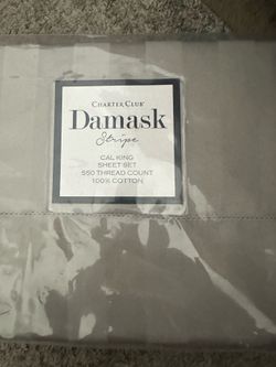 Damask Cal King Sheet Set New