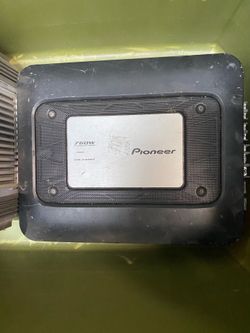 Tote full of amps and speaker driver lot
