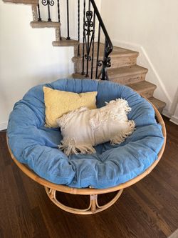 Rattan Papasan Chair Frame with Cushion & Pillows