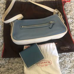 Coach blue and ivory purse and wallet