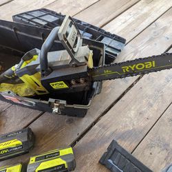 Ryobi 40v Chainsaw With 3 Batteries 