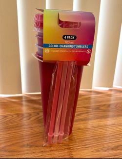 Color Changing Lid Tumblers cup With Straw Set 4 pack