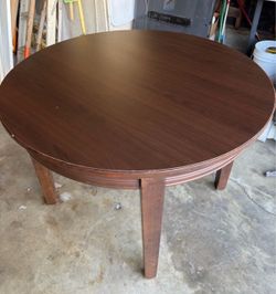 Round Wood Dining Table Dark Brown
