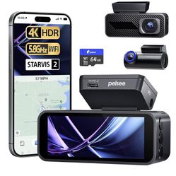 Brand New Pelsee P1 Pro Dash Cam Front and Rear, STARVIS 2 Sensor, 4K Dual Dash Camera for Cars with Full-Color Night Vision, HDR WDR, ADAS, GPS, WiFi