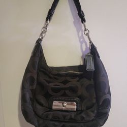 Coach Black Canvas and Leather Kristin Hobo