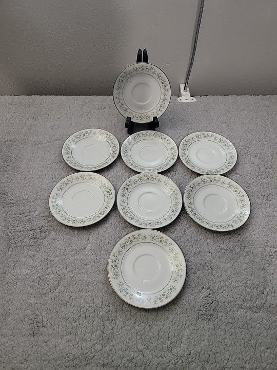 Noritake Savannah Platinum Rimmed Saucers #2031 Lot Of 8 (V)