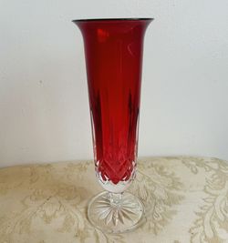 Waterford Crystal LISMORE (1957-) Crimson Red Vase 8" - Feel Free to Ask Questions