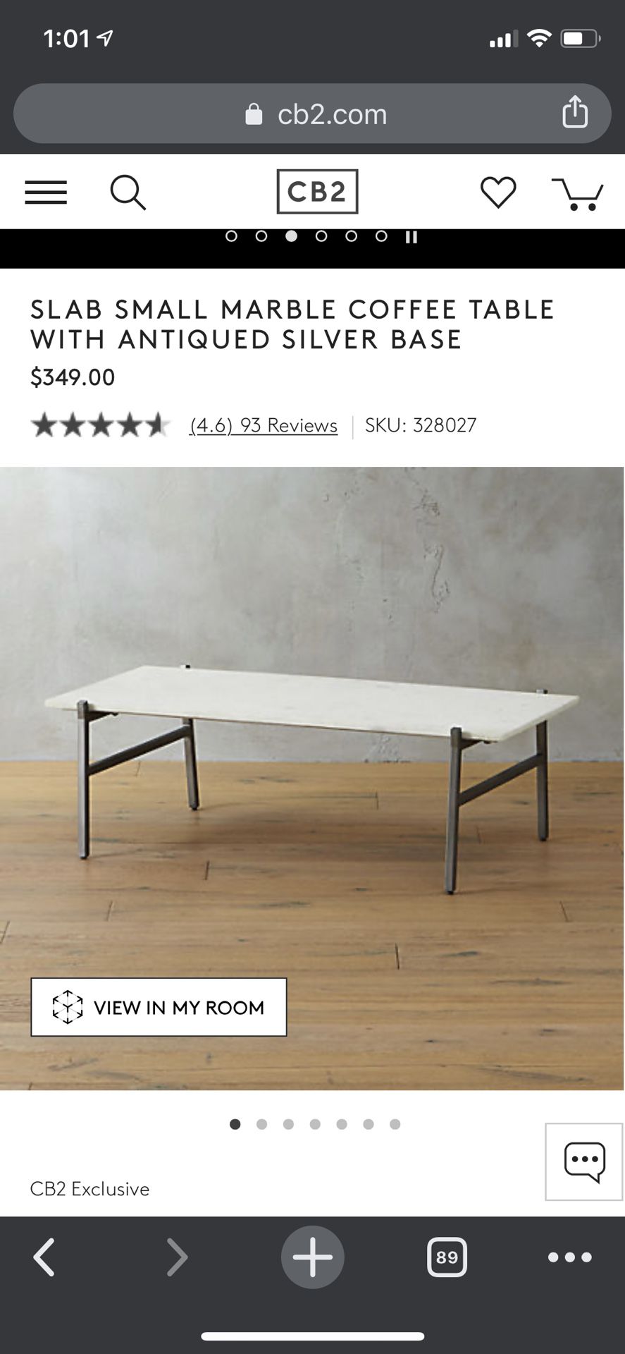 cb2 marble coffee table
