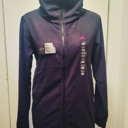 Black adidas zip up fleece with pink logo sz M