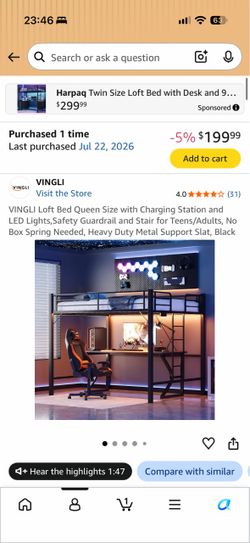 Queen Loft Bed Frame - Open Box