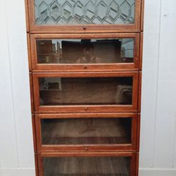 Antique Oak Barrister Glass Bookcase