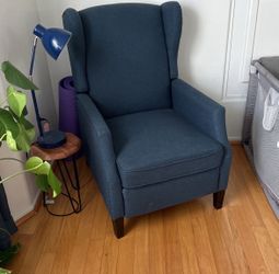 Blue Fabric Wingback Accent Recliner Chair