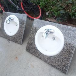 2 Complete Granite Sink Counter &Faucets