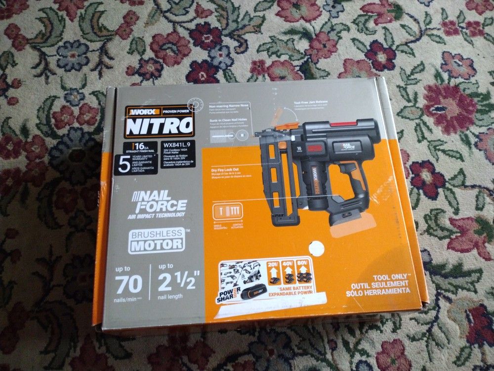 Worx Nitro Brushless Portable Framer Nail Gun New