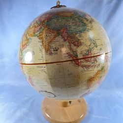 Vintage Replogle World Classic 9 inch Globe Hard Wood Base Made in USA