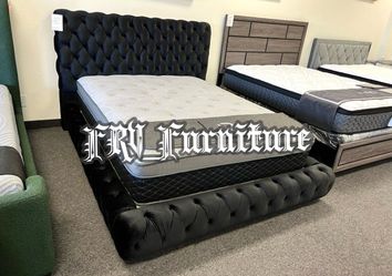 New queen bed frame with mattress
