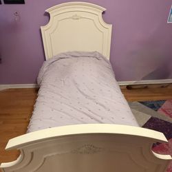 Two Twin size Bed Frames - Off White/Cream/Linen- Wood 