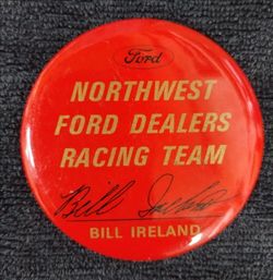 Rare vintage Northwest Ford Dealers Racing Team pin, Bill Ireland, 1960's