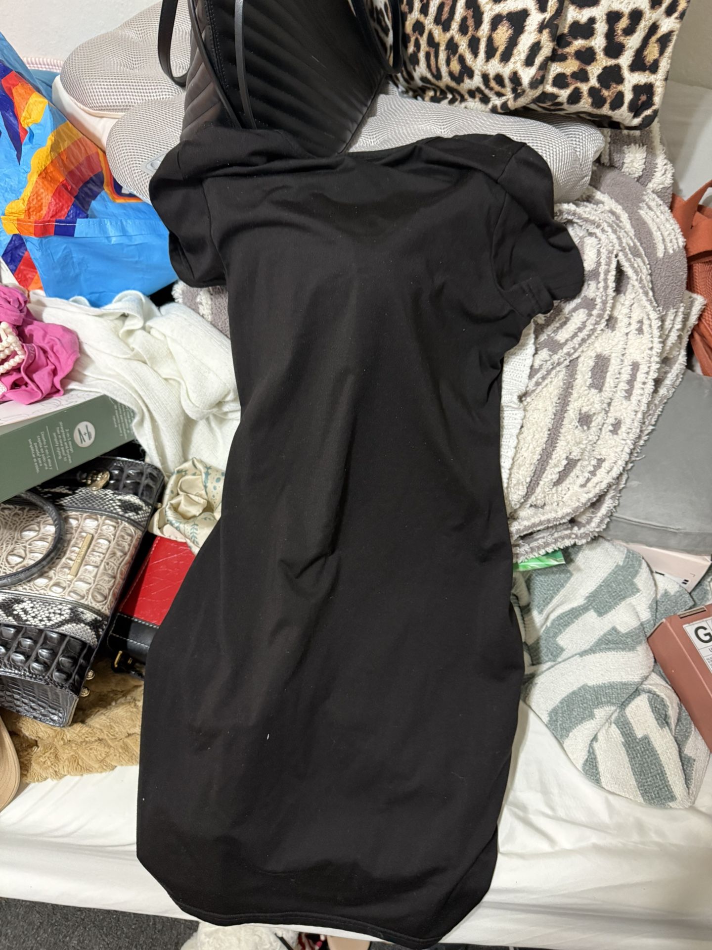 Black V Neck Zip Dress