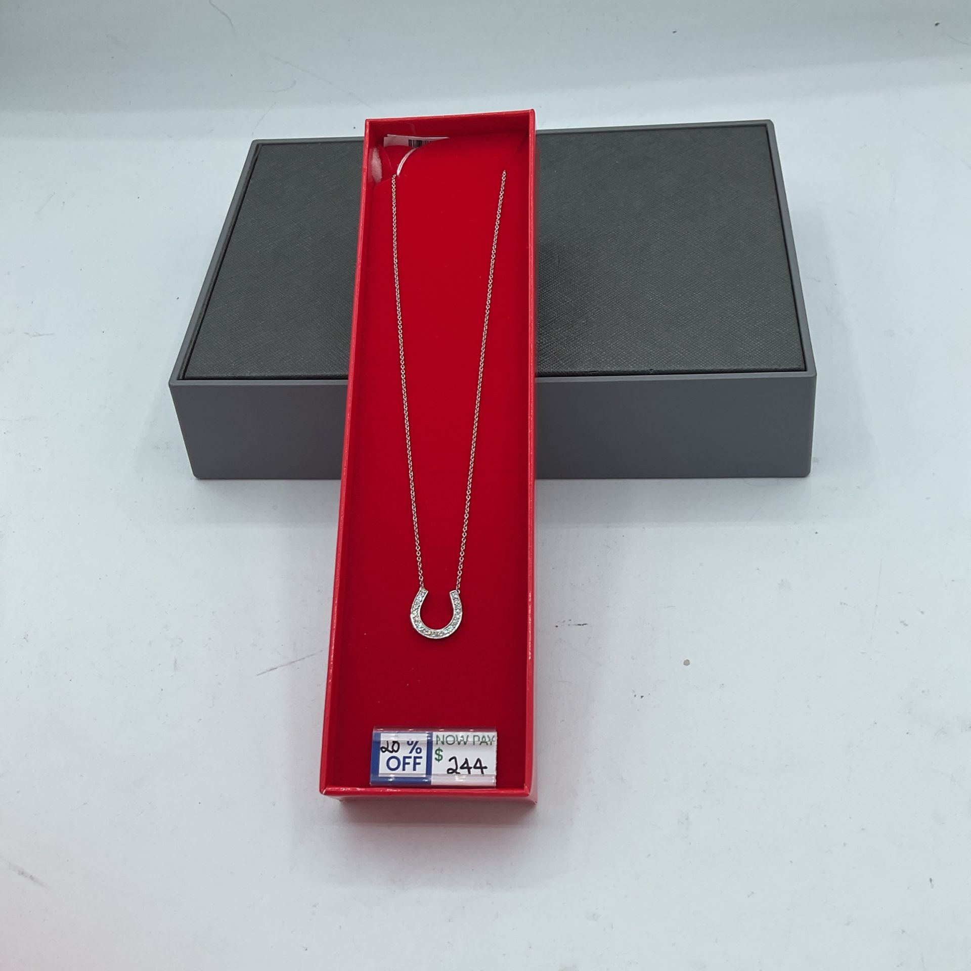 Silver Horseshoe Diamond Pendant Necklace