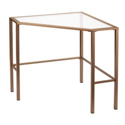 Metal Glass And Gold Corner Desk
