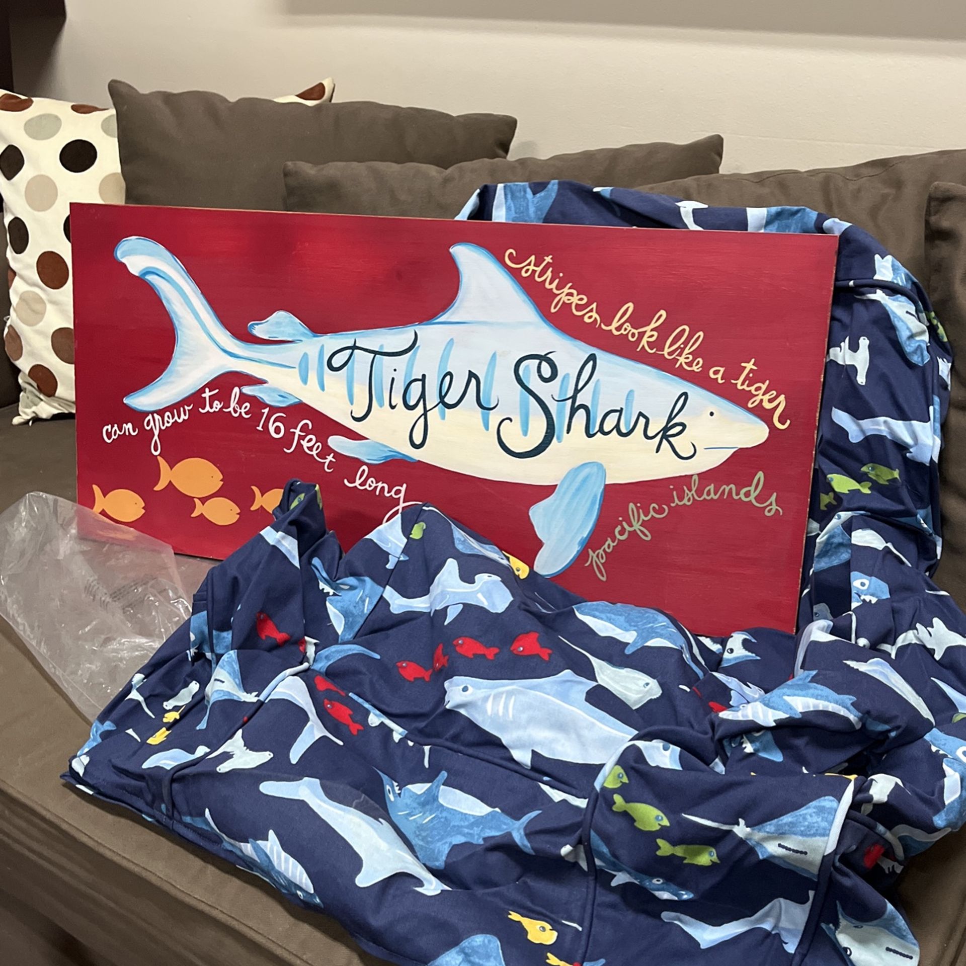 Shark Print And Pottery barn Kids Cushion Cover