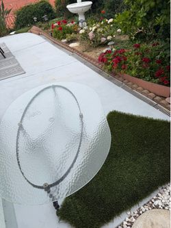 Glass coffee table for outside, can be used for inside as well.