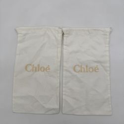 Lot Of 2 Chloe Drawstring Logo Shoe Wallet Dust Bags 7” X 12.5" Made In Italy