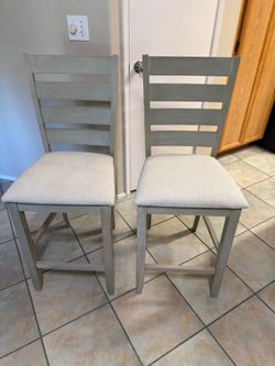 Set of 2 Gray Counter Height Bar Stools